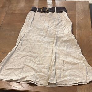 For Cynthia Cream A-Line Skirt with Black Belt